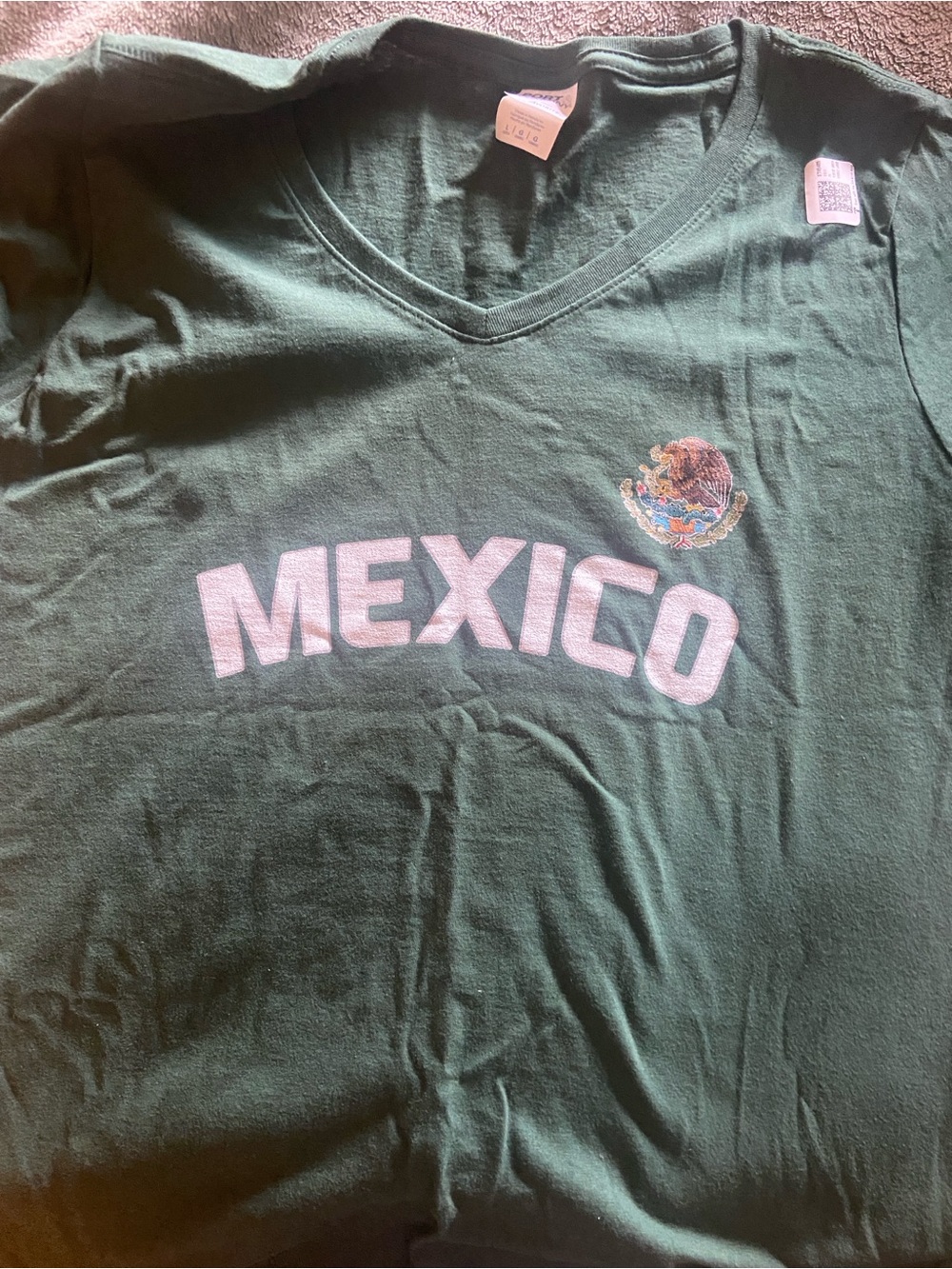 Kids Green V-Neck 'MEXICO' Tee
